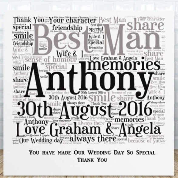 Pure Essence Greetings Best Man Word Art Personalised Ceramic Plaque - Signs & Plaques - British D'sire