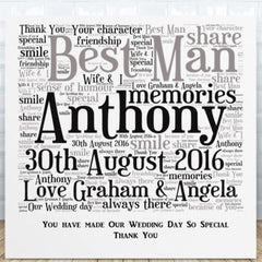 Pure Essence Greetings Best Man Word Art Personalised Ceramic Plaque - Signs & Plaques - British D'sire