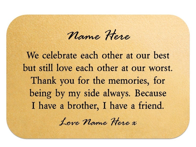 Pure Essence Greetings Brother and Friend Personalised Keepsake Wallet Card - Wallet Cards - British D'sire