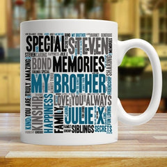 Pure Essence Greetings Brother Word Art Personalised Mug - Glasswares & Drinkwares - British D'sire