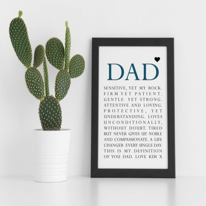 Pure Essence Greetings Dad Personalised Poem Framed - Housings & Frames - British D'sire