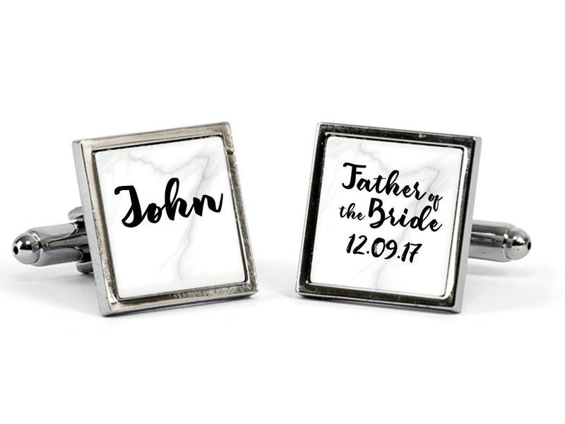 Pure Essence Greetings Father of the Bride & Father of the Groom Personalised Wedding Cufflinks - Mens Cuff Links - British D'sire Main image