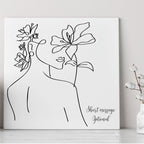 Pure Essence Greetings Floral Woman Design Personalised One Line Drawing Ceramic Plaque - Signs & Plaques - British D'sire
