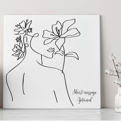 Pure Essence Greetings Floral Woman Design Personalised One Line Drawing Ceramic Plaque - Signs & Plaques - British D'sire