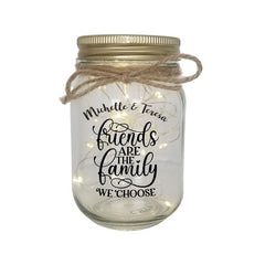 Pure Essence Greetings FRIENDS ARE FAMILY Personalised LED Candle Jar Light - Vases & Other Decor Item - British D'sire