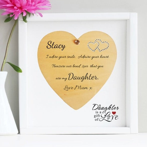 Pure Essence Greetings Gift of Love Daughter Personalised Framed Heart Plaque - Signs & Plaques - British D'sire