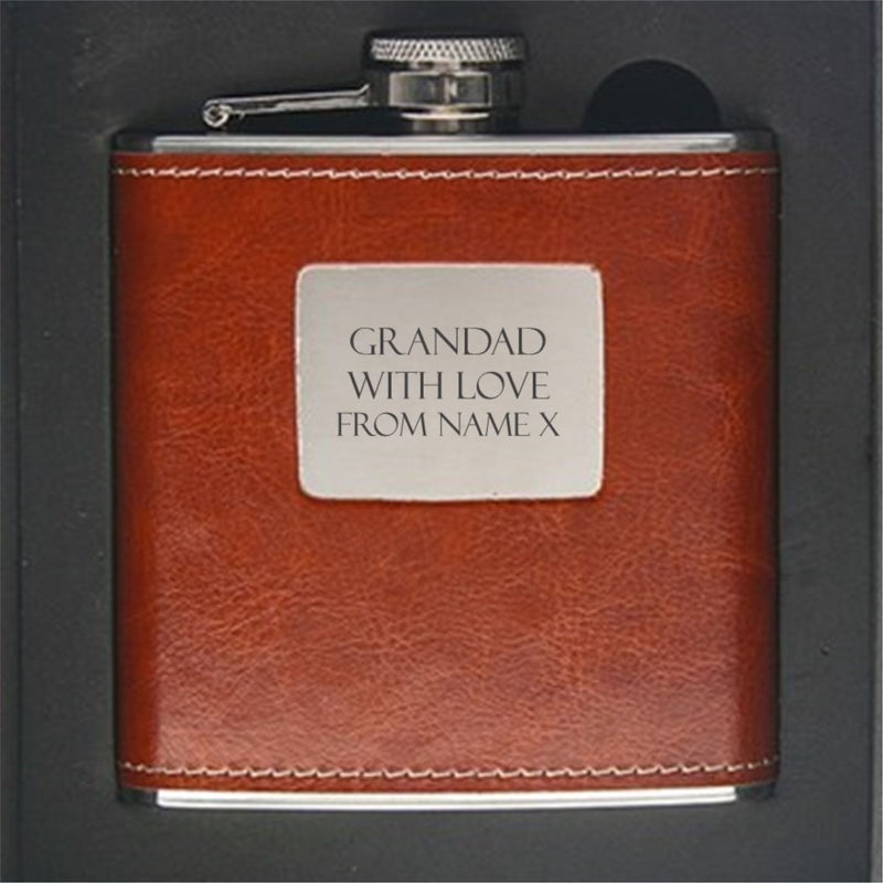 Pure Essence Greetings Grandad Personalised Hip Flask - Bottles & Thermos - British D'sire Main image