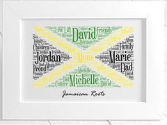 Pure Essence Greetings Jamaican Flag Word Art Print Personalised Framed - Housings & Frames - British D'sire