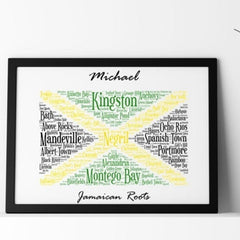 Pure Essence Greetings Jamaican Flag Word Art Print Personalised Framed - Housings & Frames - British D'sire