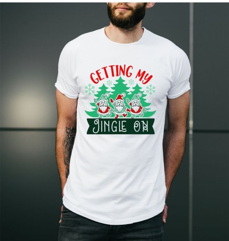 Pure Essence Greetings Jingle On Personalised Christmas Tshirt - Mens Fashion - British D'sire