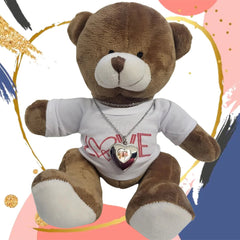 Pure Essence Greetings Love Heart Teddy Bear and Photo Locket Necklace Gift Set - Stuffed & Plush Animals - British D'sire