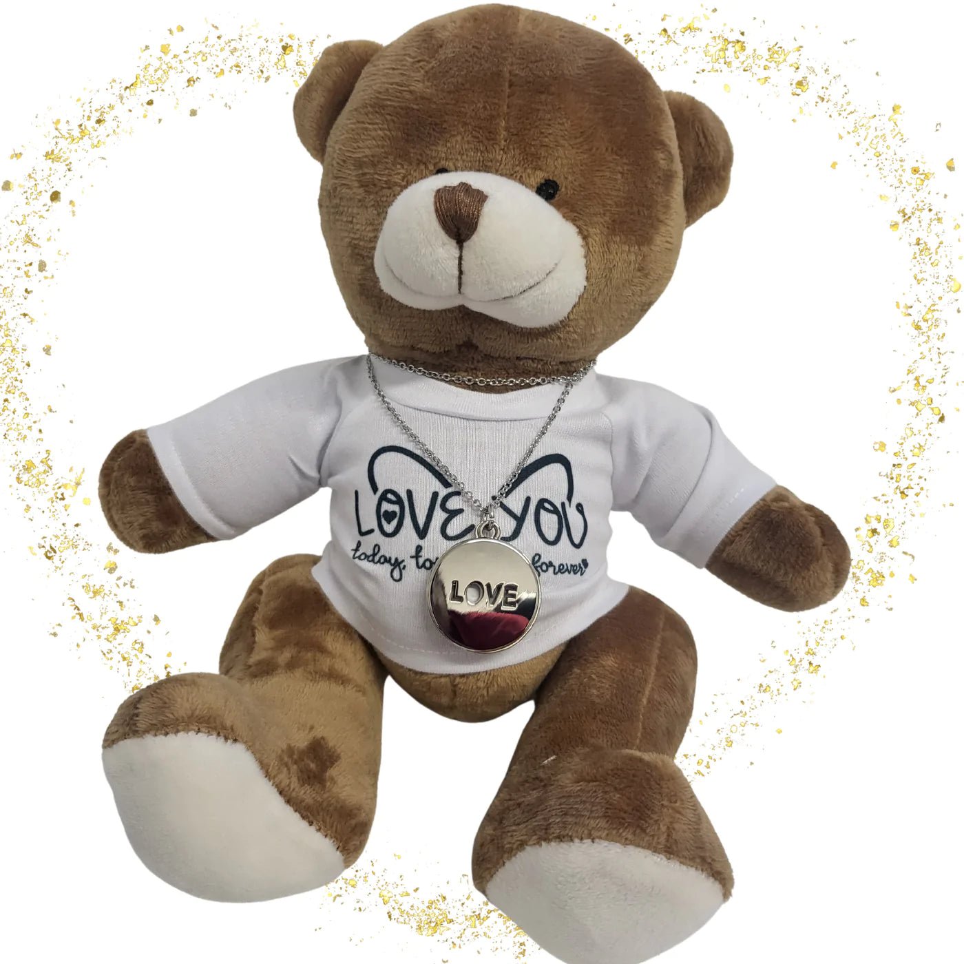 Pure Essence Greetings LOVE Teddy Bear and Photo Locket Necklace Gift Set - Stuffed & Plush Animals - British D'sire
