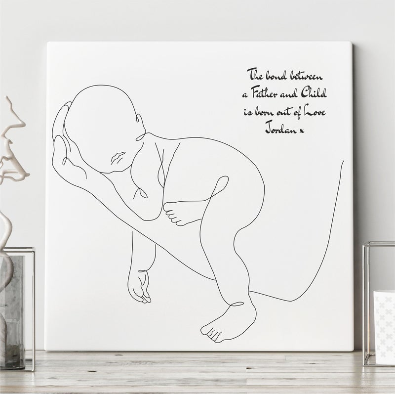 Pure Essence Greetings Minimalistic Father and Child One Line Drawing Personalised Ceramic Plaque - Signs & Plaques - British D'sire