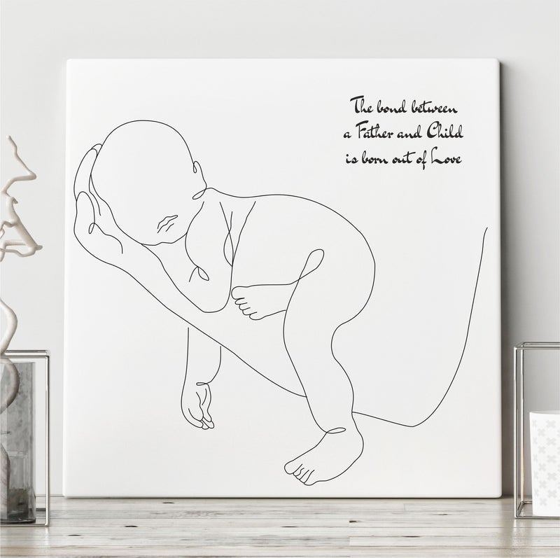 Pure Essence Greetings Minimalistic Father and Child One Line Drawing Personalised Ceramic Plaque - Signs & Plaques - British D'sire