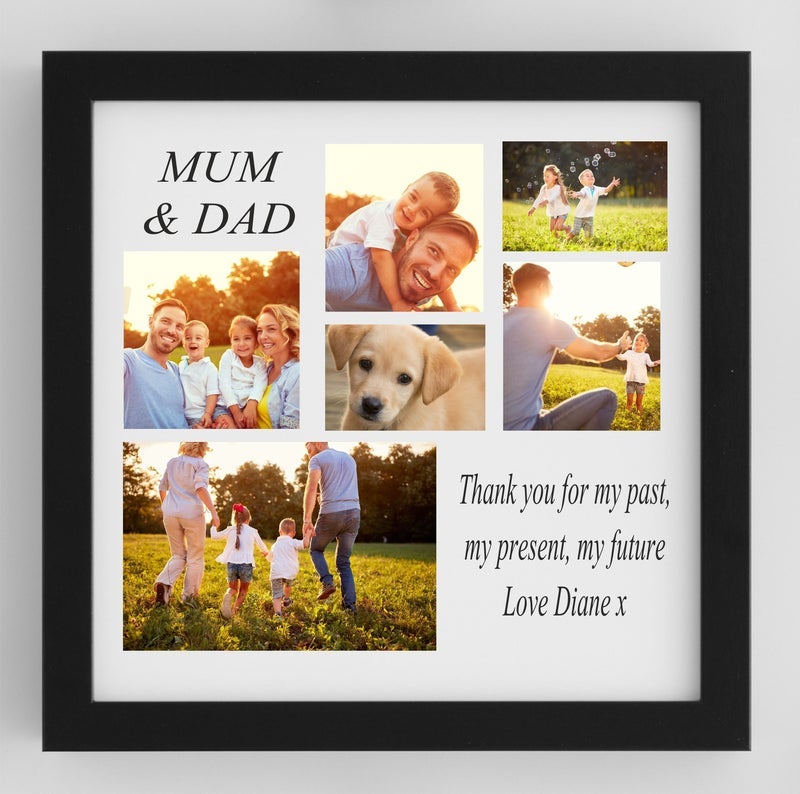 Pure Essence Greetings Mum Dad Framed Personalised Photo Collage 6 Images - Housings & Frames - British D'sire Main image