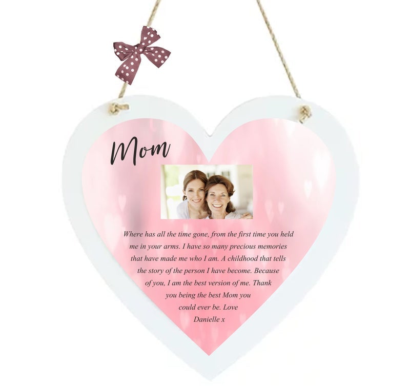Pure Essence Greetings Mum Personalised Heart Photo Plaque - Signs & Plaques - British D'sire