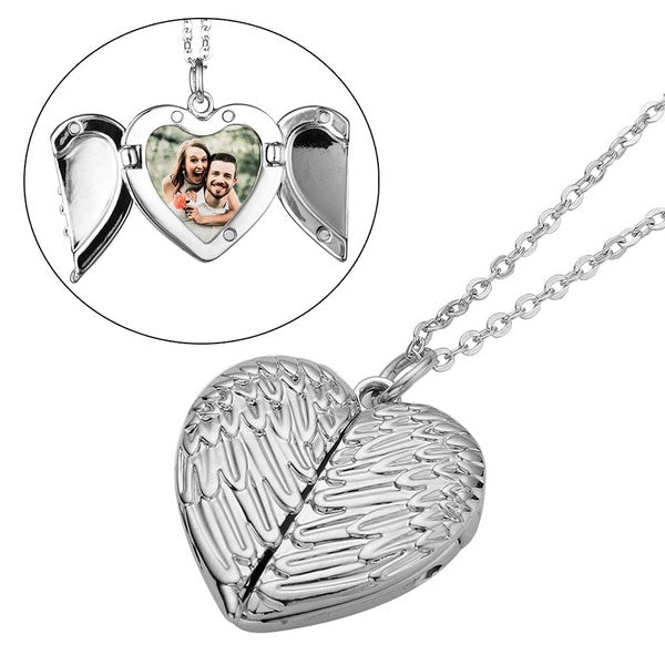Pure Essence Greetings Personalised Angel Wings Heart Locket Necklace - Necklaces & Pendants - British D'sire Main image