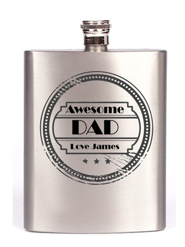 Pure Essence Greetings Personalised Awesome Dad Flask - Bottles & Thermos - British D'sire
