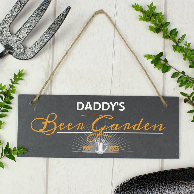 Pure Essence Greetings Personalised Beer Garden Printed Hanging Slate Plaque - Signs & Plaques - British D'sire
