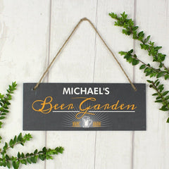 Pure Essence Greetings Personalised Beer Garden Printed Hanging Slate Plaque - Signs & Plaques - British D'sire