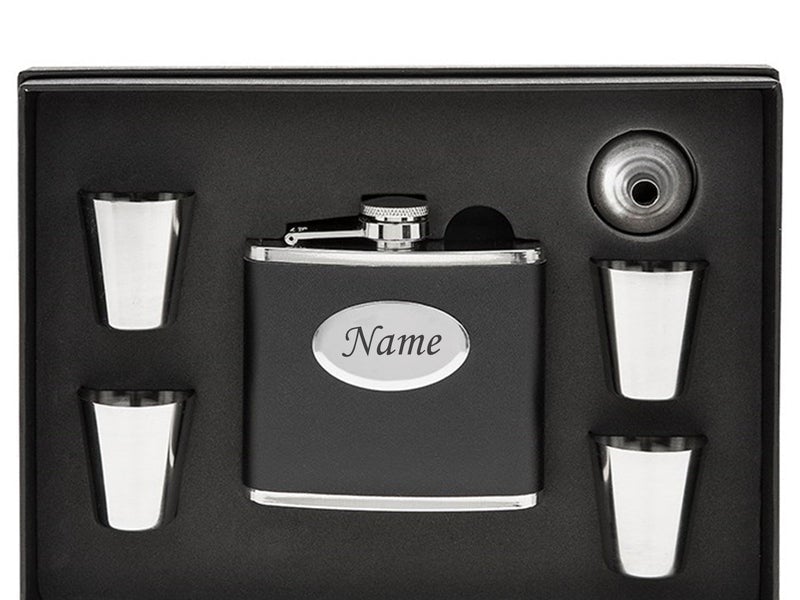 Pure Essence Greetings Personalised Black Hip Flask - Bottles & Thermos - British D'sire