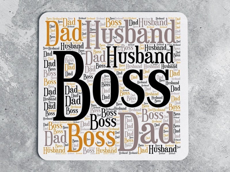 Pure Essence Greetings Personalised Boss Dad Word Art Fridge Magnet - Kitchen Linens & Accessories - British D'sire