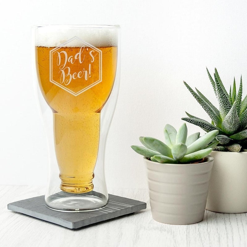 Pure Essence Greetings Personalised Bottoms Up Beer Glass - Glasswares & Drinkwares - British D'sire