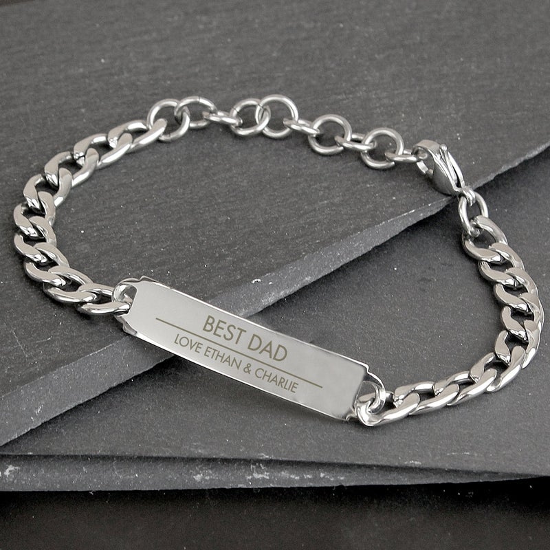Pure Essence Greetings Personalised Classic Stainless Steel Unisex Bracelet - Bracelets & Bangles - British D'sire Main image