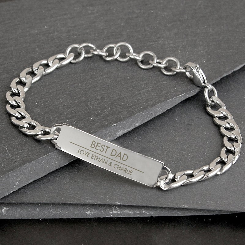 Pure Essence Greetings Personalised Classic Stainless Steel Unisex Bracelet - Bracelets & Bangles - British D'sire