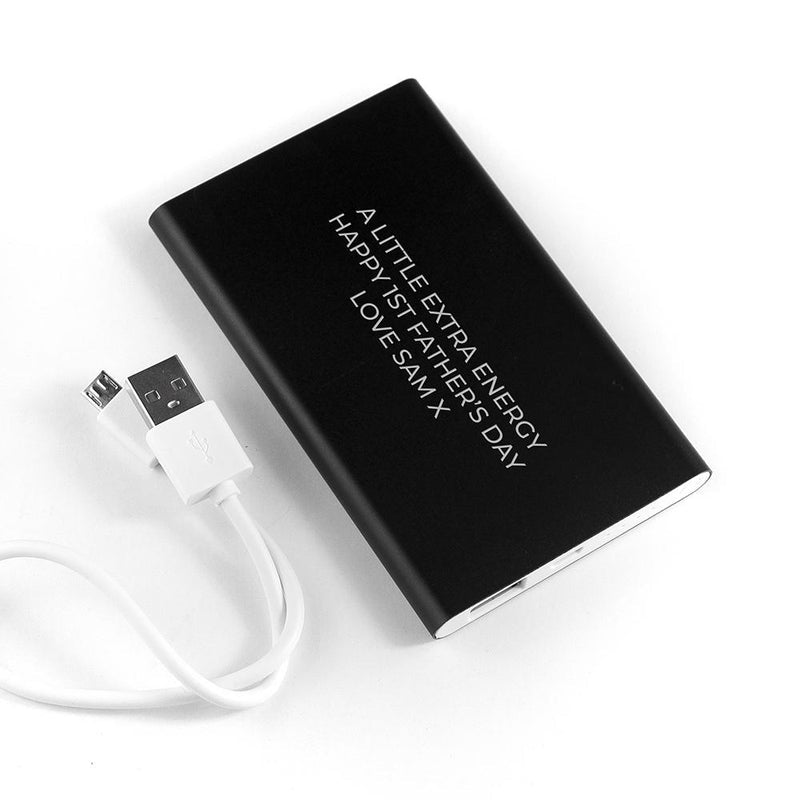 Pure Essence Greetings Personalised Engraved Black Powerbank - Chargers & Headphones - British D'sire