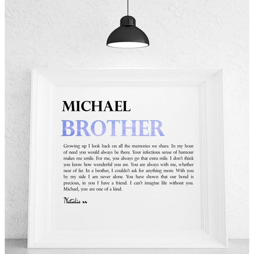 Pure Essence Greetings Personalised Framed Brother Poem