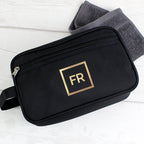 Pure Essence Greetings Personalised Gold Initials Black Wash Bag - Mens Backpacks - British D'sire