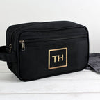 Pure Essence Greetings Personalised Gold Initials Black Wash Bag - Mens Backpacks - British D'sire