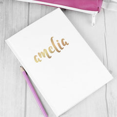 Pure Essence Greetings Personalised Gold Name Hardback A5 Notebook - Learning & Education - British D'sire