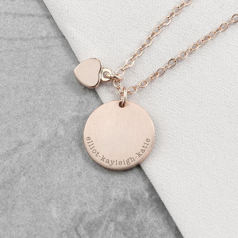 Pure Essence Greetings Personalised Heart & Disc Family Necklace - Necklaces & Pendants - British D'sire