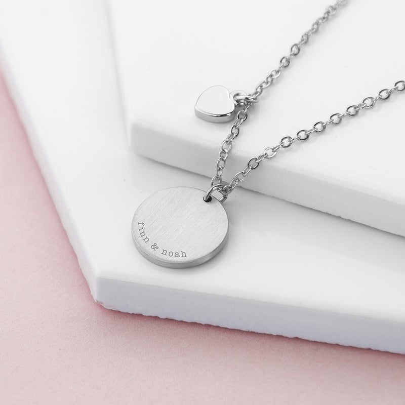 Pure Essence Greetings Personalised Heart & Disc Family Necklace - Necklaces & Pendants - British D'sire