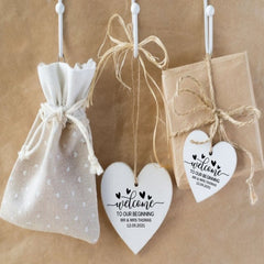 Pure Essence Greetings Personalised Heart Wood Wedding Favour Tag - Signs & Plaques - British D'sire