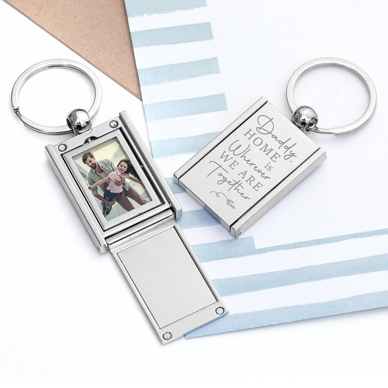 Pure Essence Greetings Personalised Home With Daddy Frame Keyring - Keychains - British D'sire