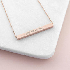 Pure Essence Greetings Personalised Horizontal Bar Necklace - Necklaces & Pendants - British D'sire