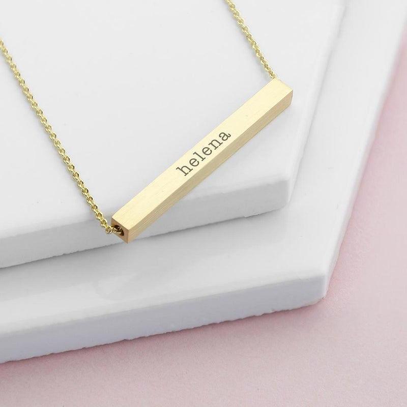 Pure Essence Greetings Personalised Horizontal Bar Necklace - Necklaces & Pendants - British D'sire