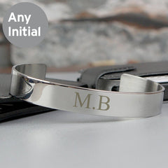 Pure Essence Greetings Personalised Initial Stainless Steel Bangle - Bracelets & Bangles - British D'sire