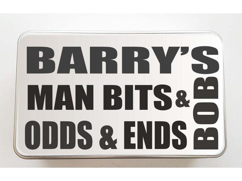 Pure Essence Greetings Personalised Keepsake Tin, Man Bits and Bobs - Men's Grooming - British D'sire