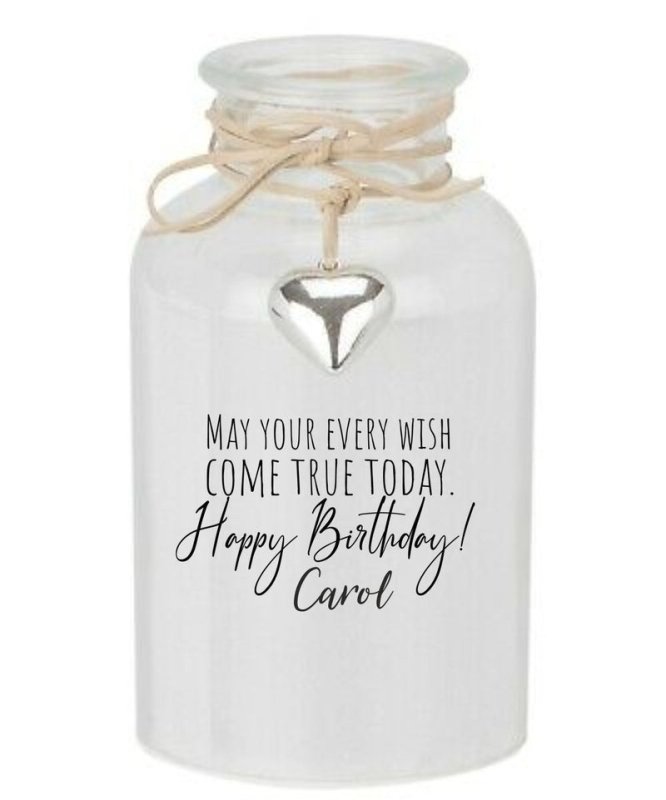 Pure Essence Greetings Personalised LED Candle Jar Light with Heart Attachment - Vases & Other Decor Item - British D'sire