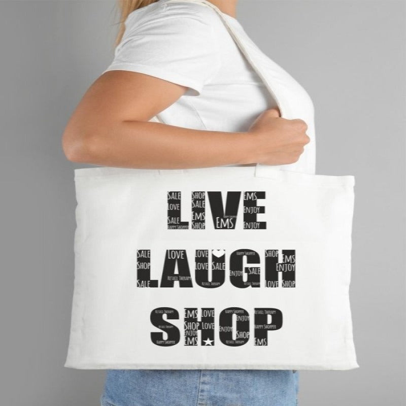 Pure Essence Greetings Personalised Live laugh Shop Shopping Tote Bag - Totes & Shoulder Bags - British D'sire