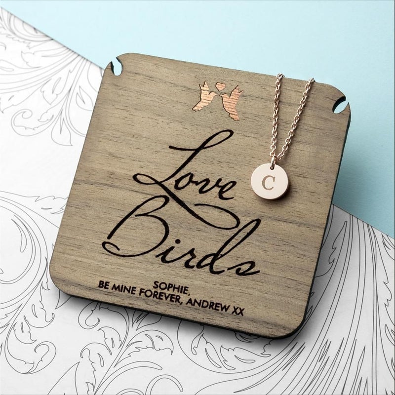 Pure Essence Greetings Personalised Love Birds Keepsake Necklace - Necklaces & Pendants - British D'sire