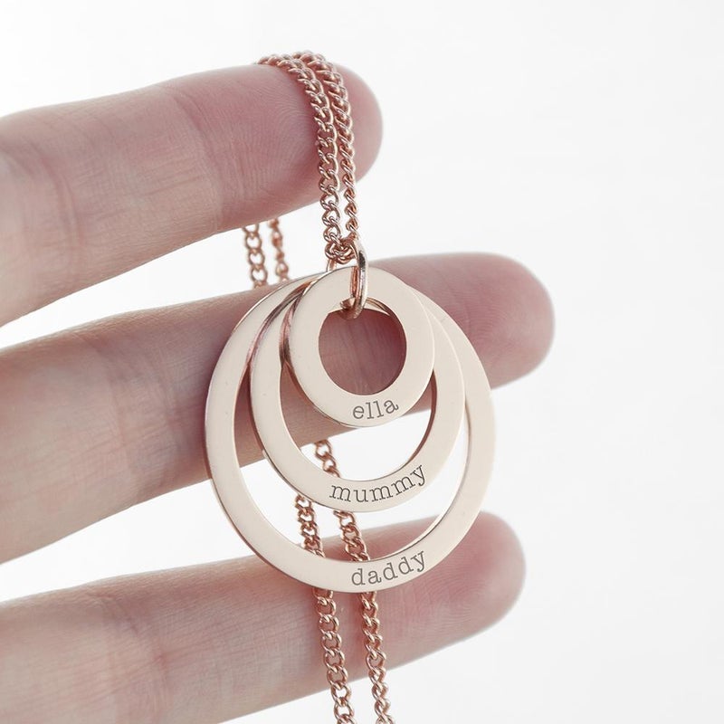 Pure Essence Greetings Personalised Love Necklace of Rings - Necklaces & Pendants - British D'sire Main image