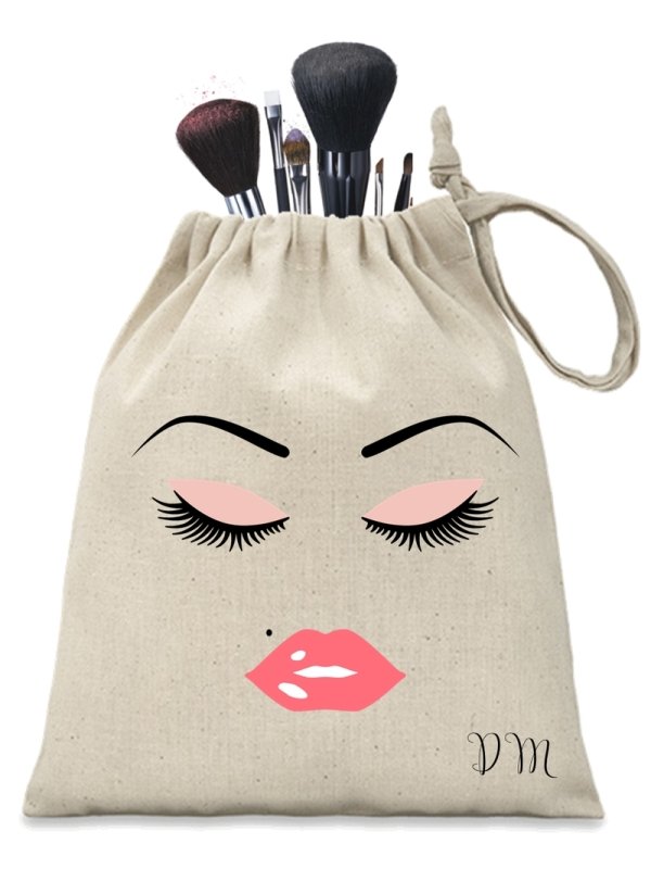 Pure Essence Greetings Personalised Makeup Pouch (Lashes & Pink Lips) - Makeup Tools & Organizer - British D'sire