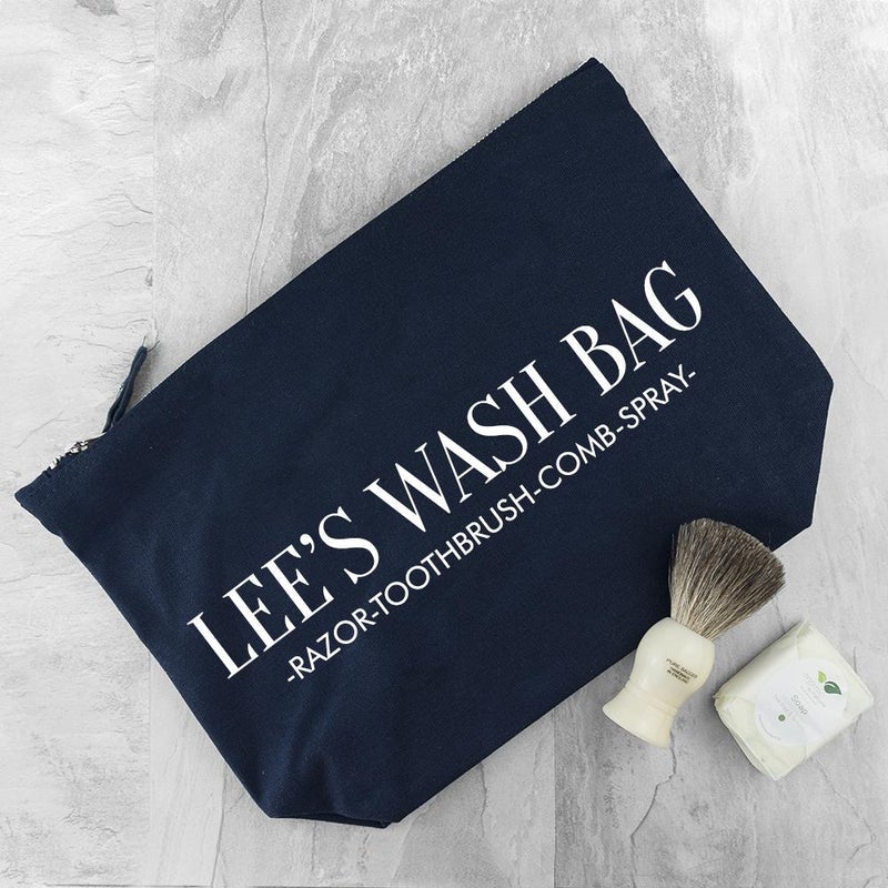 Pure Essence Greetings Personalised Men's Navy Wash Bag - Mens Backpacks - British D'sire