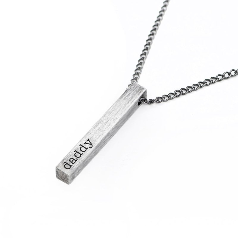 Pure Essence Greetings Personalised Men's Solid Bar Brushed Gunmetal Necklace (Grey) Secondary image