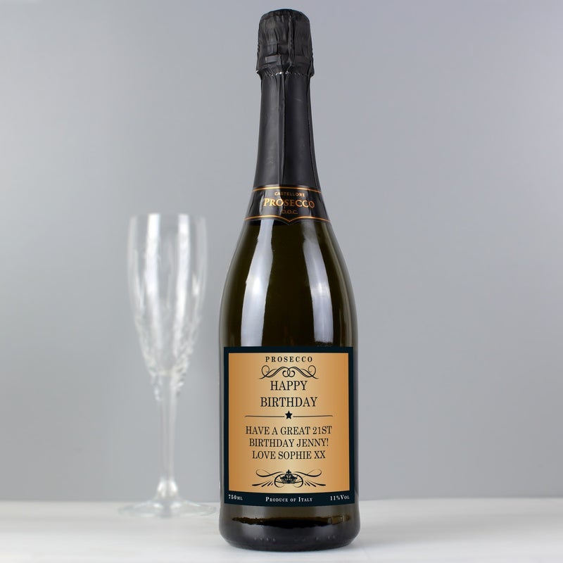Pure Essence Greetings Personalised Message Bottle of Prosecco - Gift Glass Items - British D'sire Main image